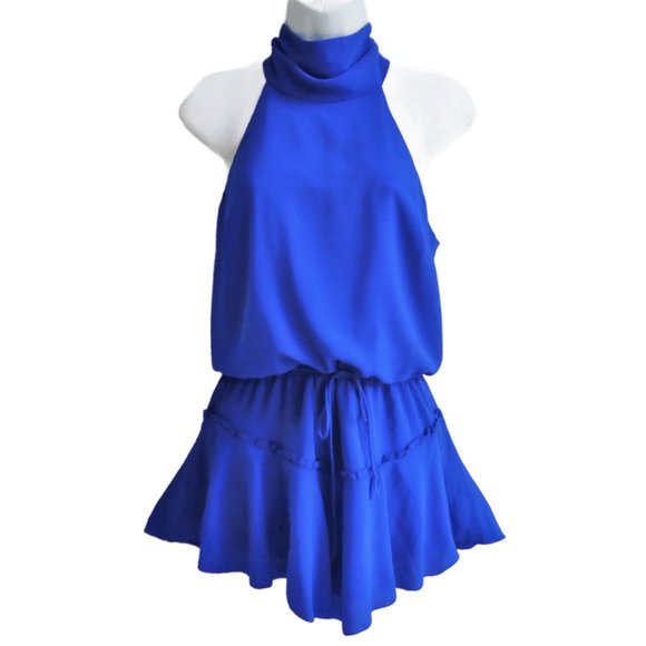 Saylor Cobalt Blue Marigold Romper Elastic Drawstring...